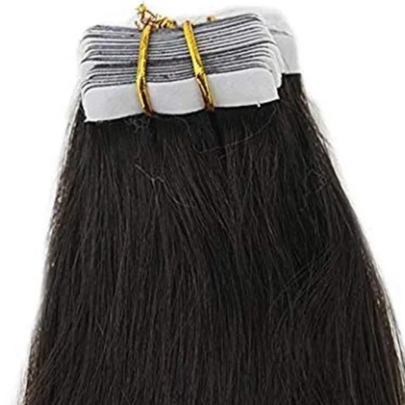 ✨ 4 22” #1B NATURAL BLACK HUMAN HAIR TAPE INS *NWT* Virgin Injection Tape In Hair Extensions Natural Black #1b  main image 3